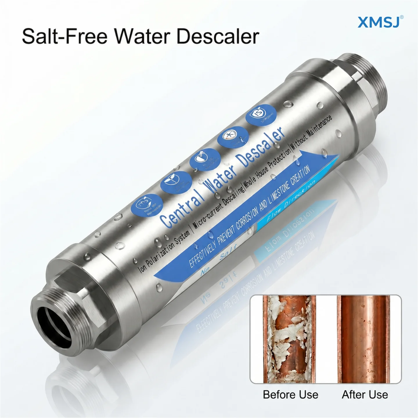 Descalcificador de Agua sin Sal y sin Electricidad para Toda la Casa, Suavizador Físico de Acero Inoxidable IPS, Inhibidor de Incrustaciones para Sistemas de Tuberías Domésticas