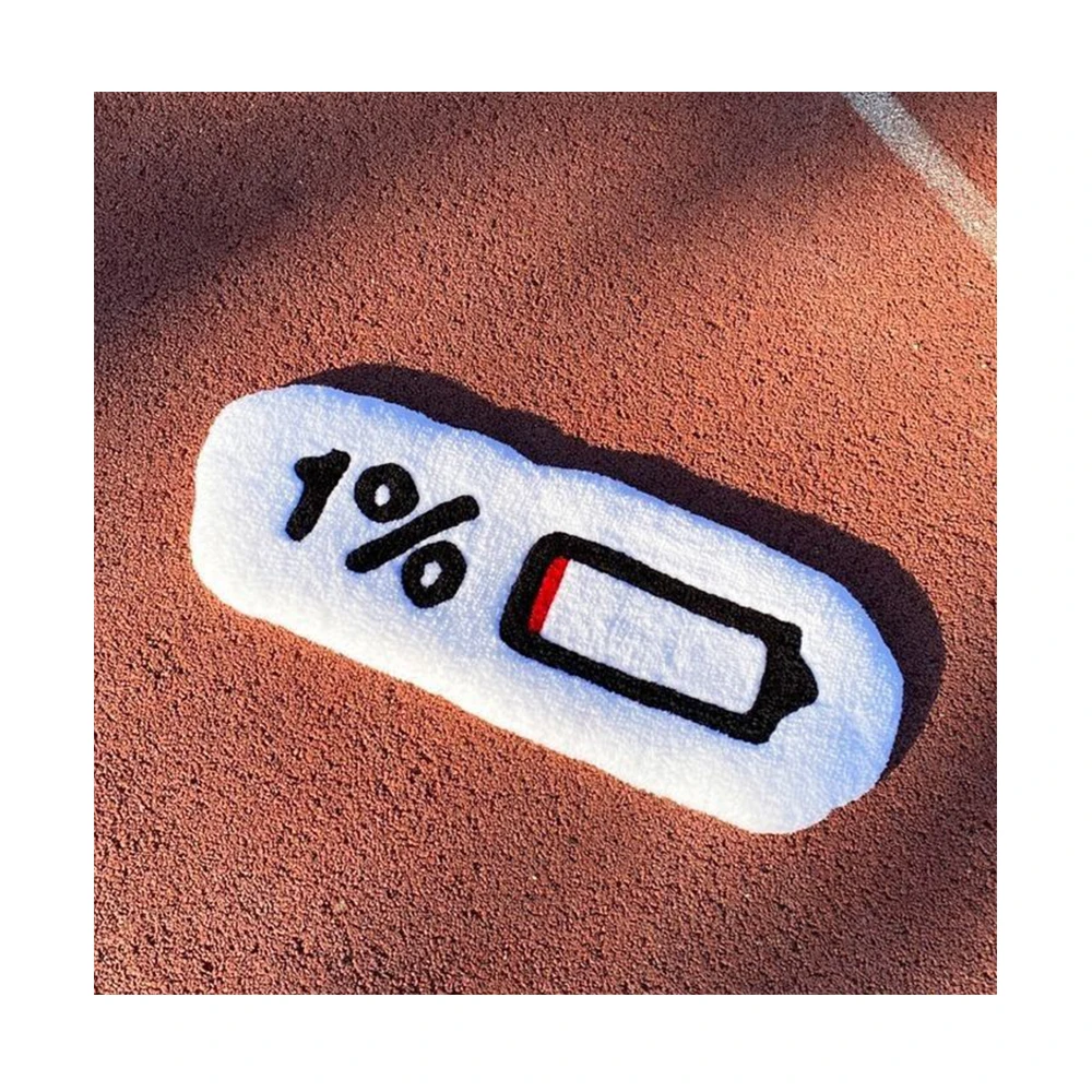 

Low Battery Sign Fun Rug One Percent Battery Shape Cool Words Housewarming Gift Handmade Non-Slip Home Decoration Carpets