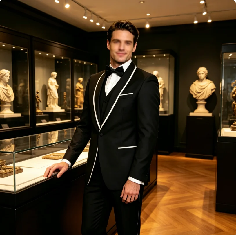 Men's Black Formal Jacket and Pants (Black Lapels,) — Suitable for Weddings, Proms, Parties, and Groom's Attire Wedding suit