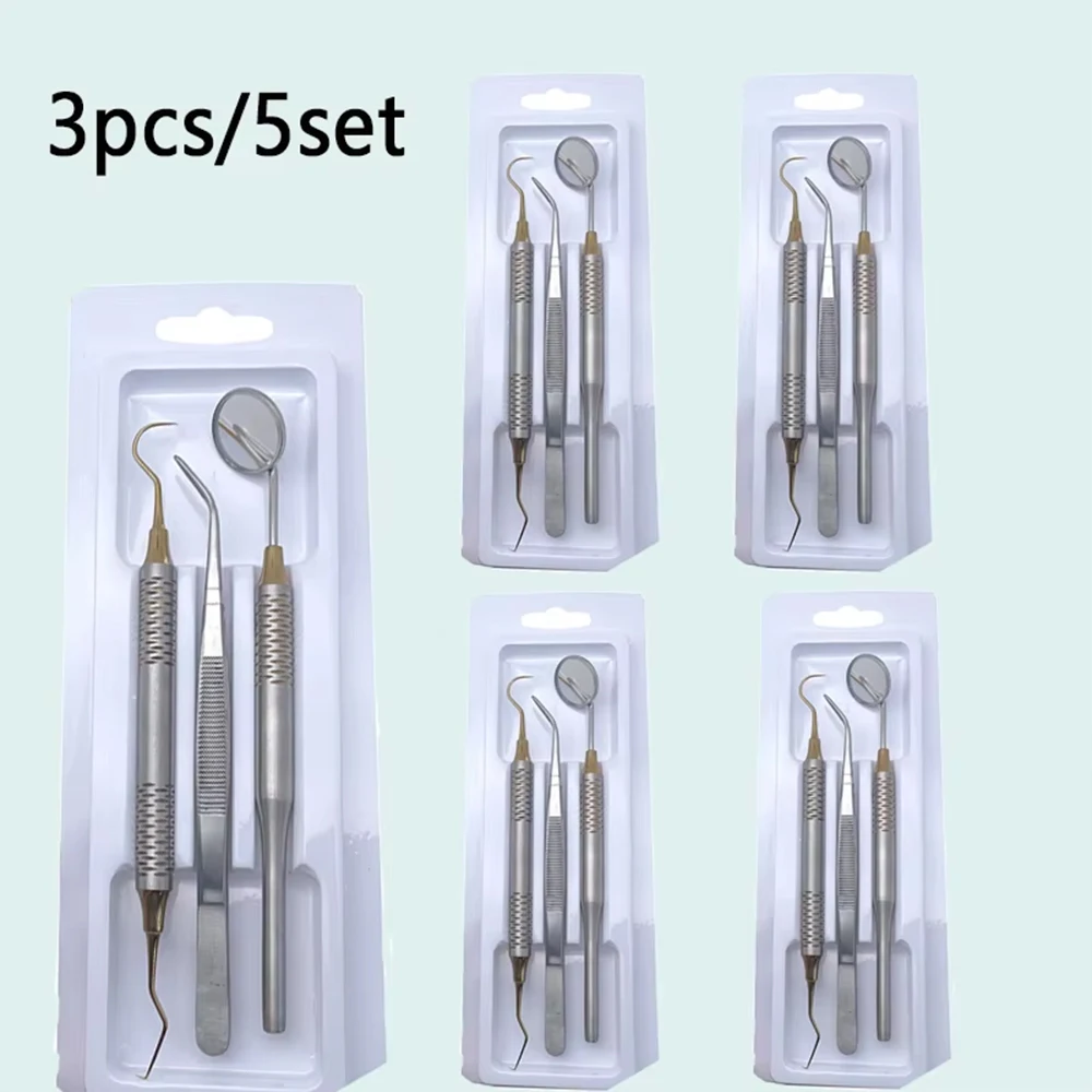 

Professional Dental Kit Stainless Steel Mirror Tweezers Probe Set for Dentist Teeth Oral Care Cleaning Tools