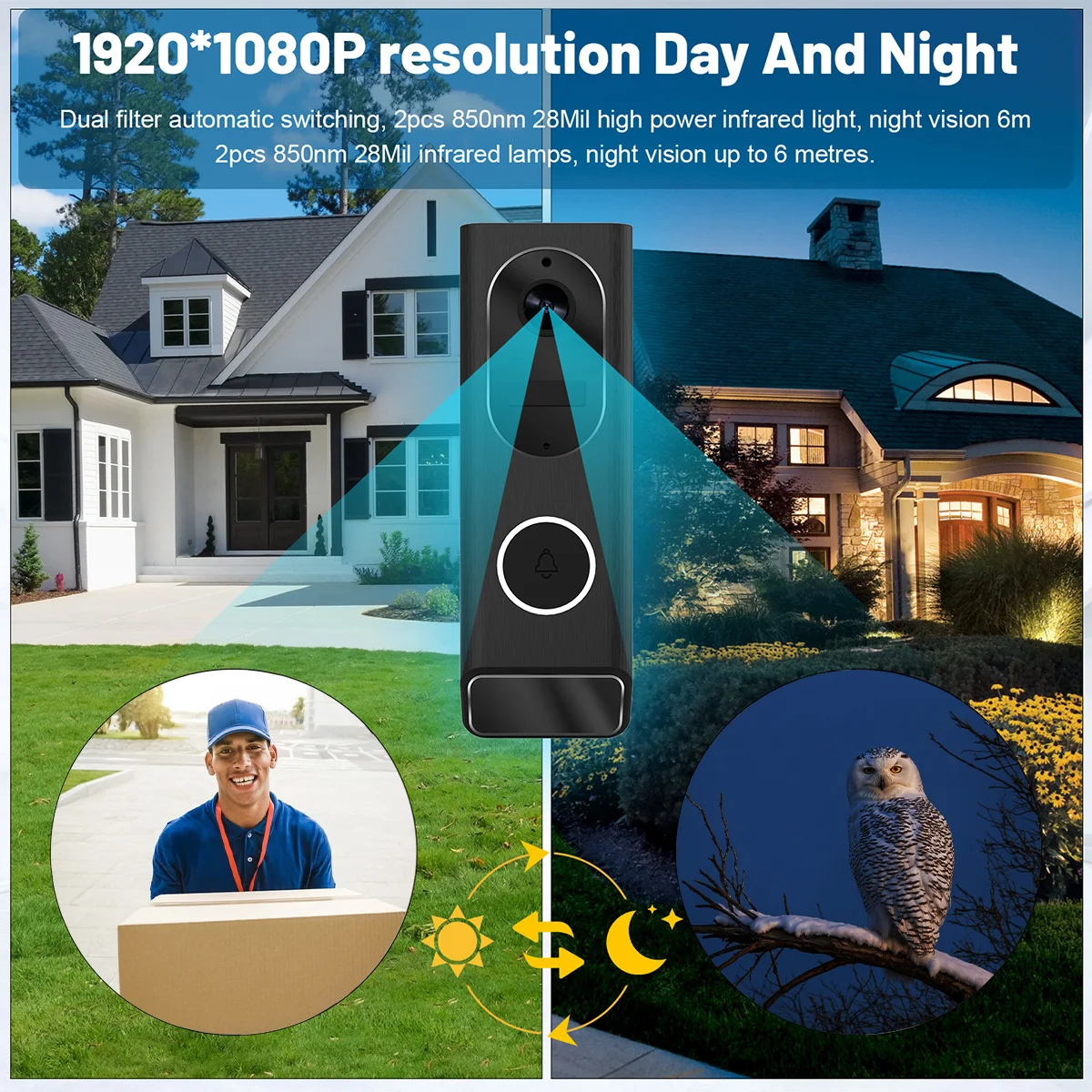 S7 1080P Wireless Video campanello telecamera WiFi Smart Door Bell IP66 Smart Home Security Motion Detect Night Vision Intercom Bell