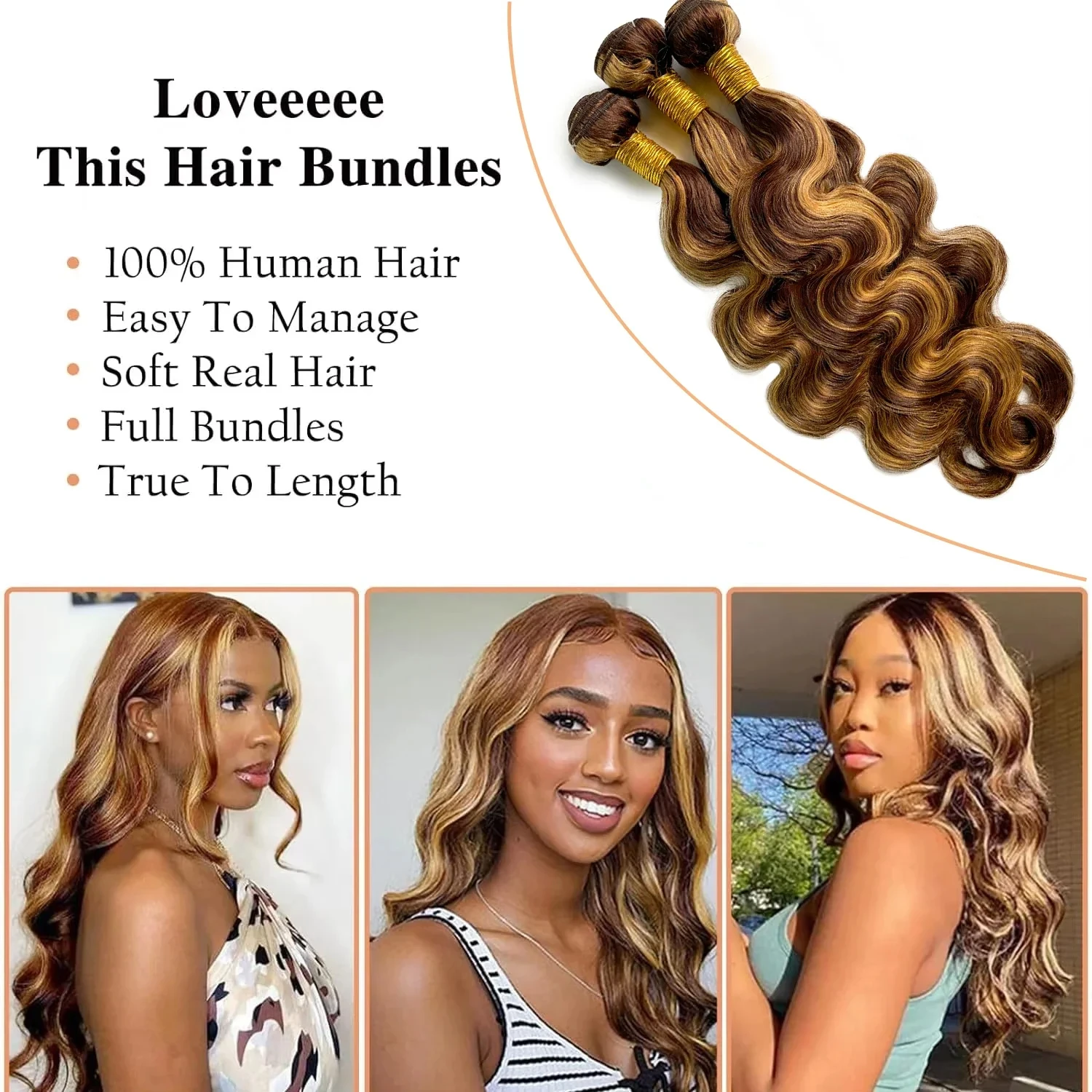 36 38 Inch Highlight Body Wave Bundles 100% Human Hair Unprocessed Brazilian Virgin 1 3 4 Pcs Raw Hair Bundles Weave Extensions image 6