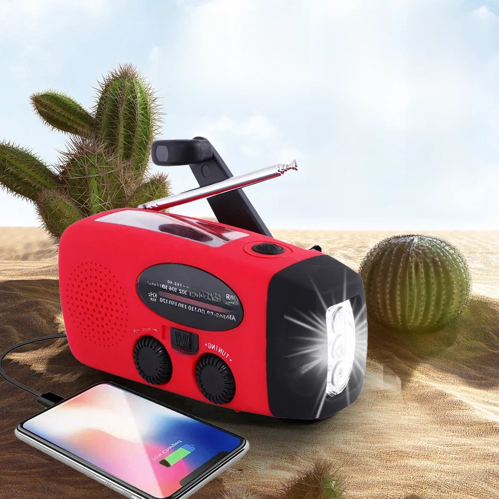 2000 mAh Notfallradio mit LED-Leuchten, Radio, USB-Solar-Ladelicht, für Outdoor-Reisen, tragbar, wiederaufladbar, FM/AM-Radio