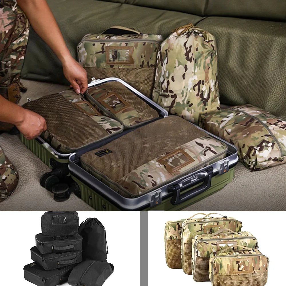 

Tactical Travel Bags Combo Set 6 PCS Modular Packing Cubes with Waterproof Material, Large Capacity Easy Clean Outdoor Bags