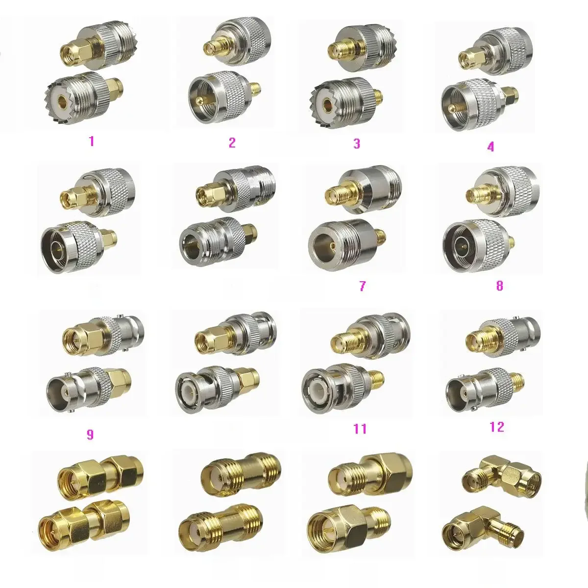 1 pièce Adaptateur Connecteur SMA vers UHF PL259 SO239 / N / BNC / SMA Prise Mâle & Prise Femelle RF Coaxial Laiton Droit Neuf FJP-830
