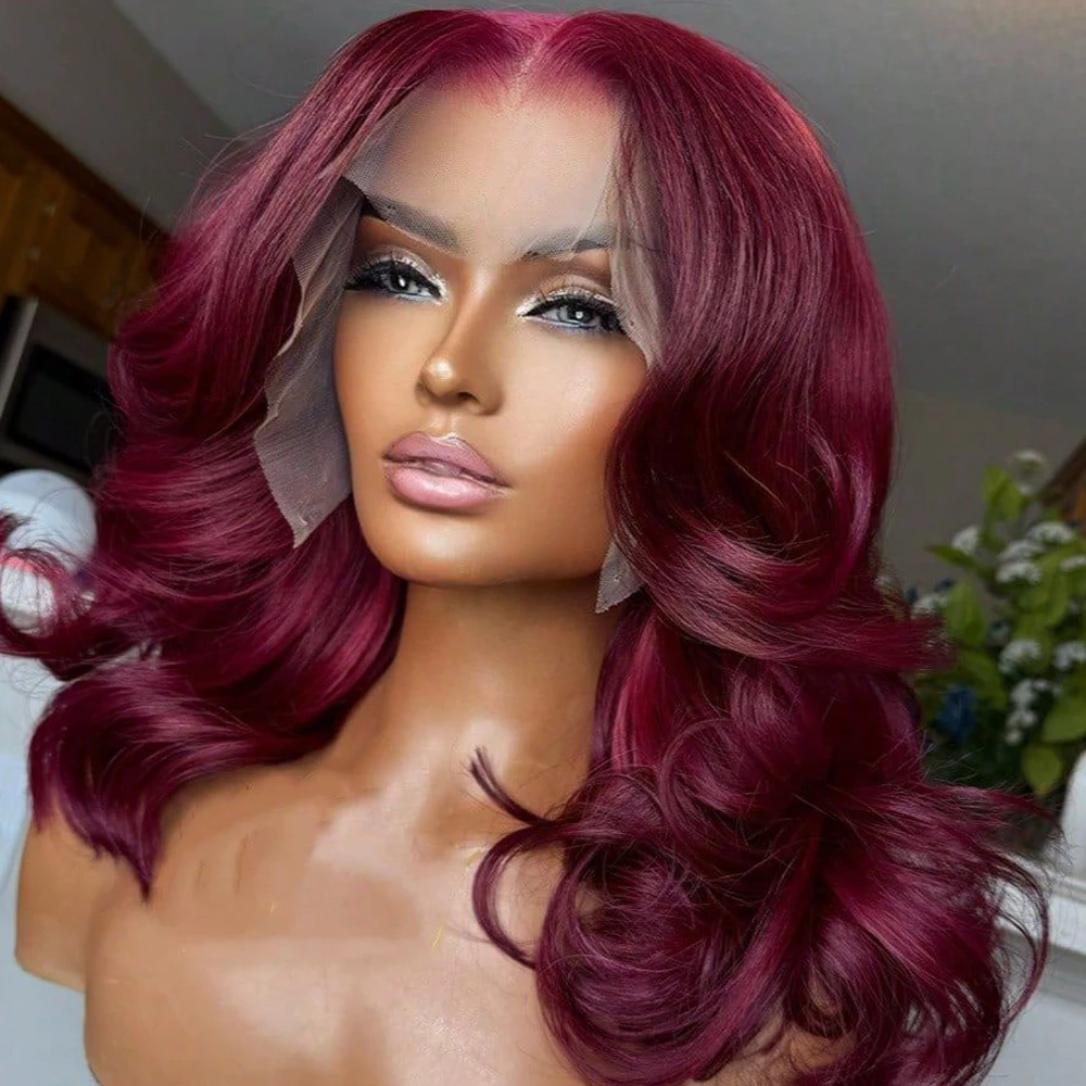 14 Inch Burgundy Bob Wig Human Hair 13x4 99j Burgundy Lace Front Wigs Human Hair Bob Wigs For Black Women 180% Density 99j 13x4 Hd Transparent Lace Front Body Wave Wigs Pre Plucked