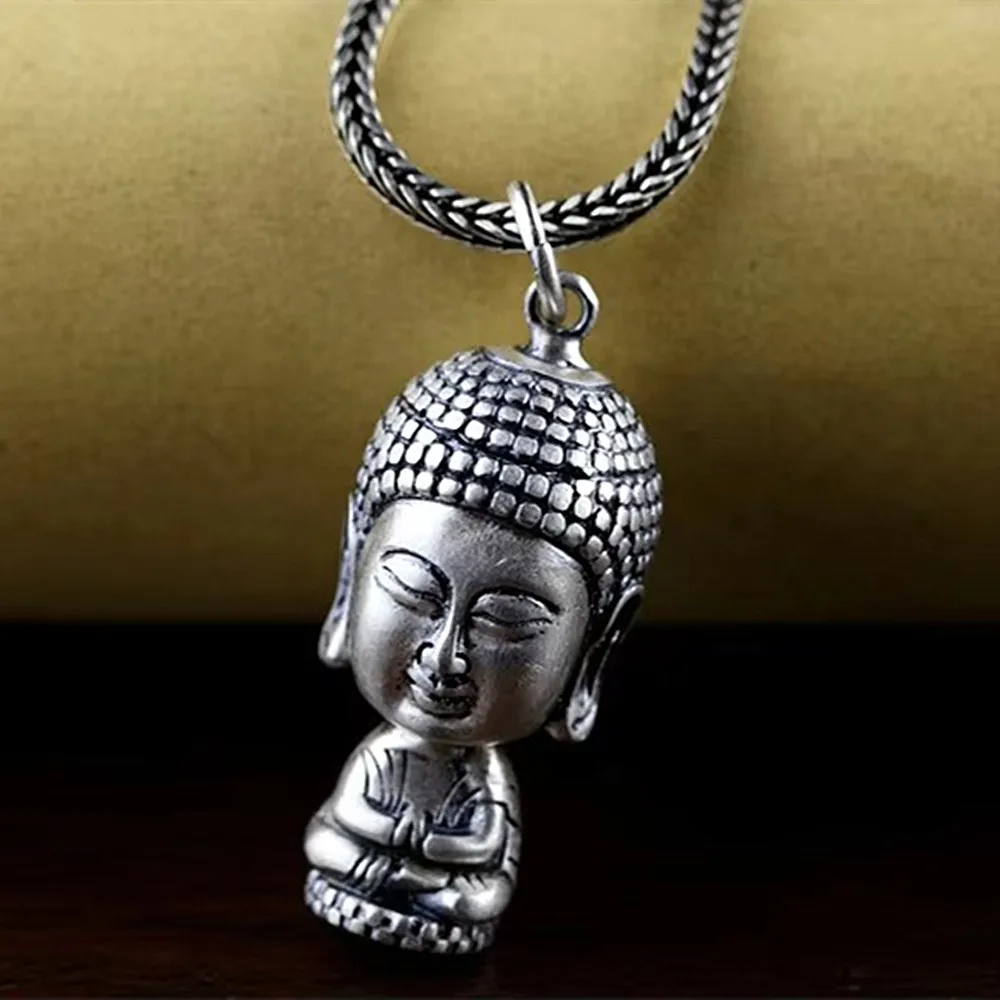 

KJJEAXCMY Boutique Jewelry 925 Pure Silver Personalized Retro Buddhist Bodhisattva Pendant Matte Handmade Gift for Friends