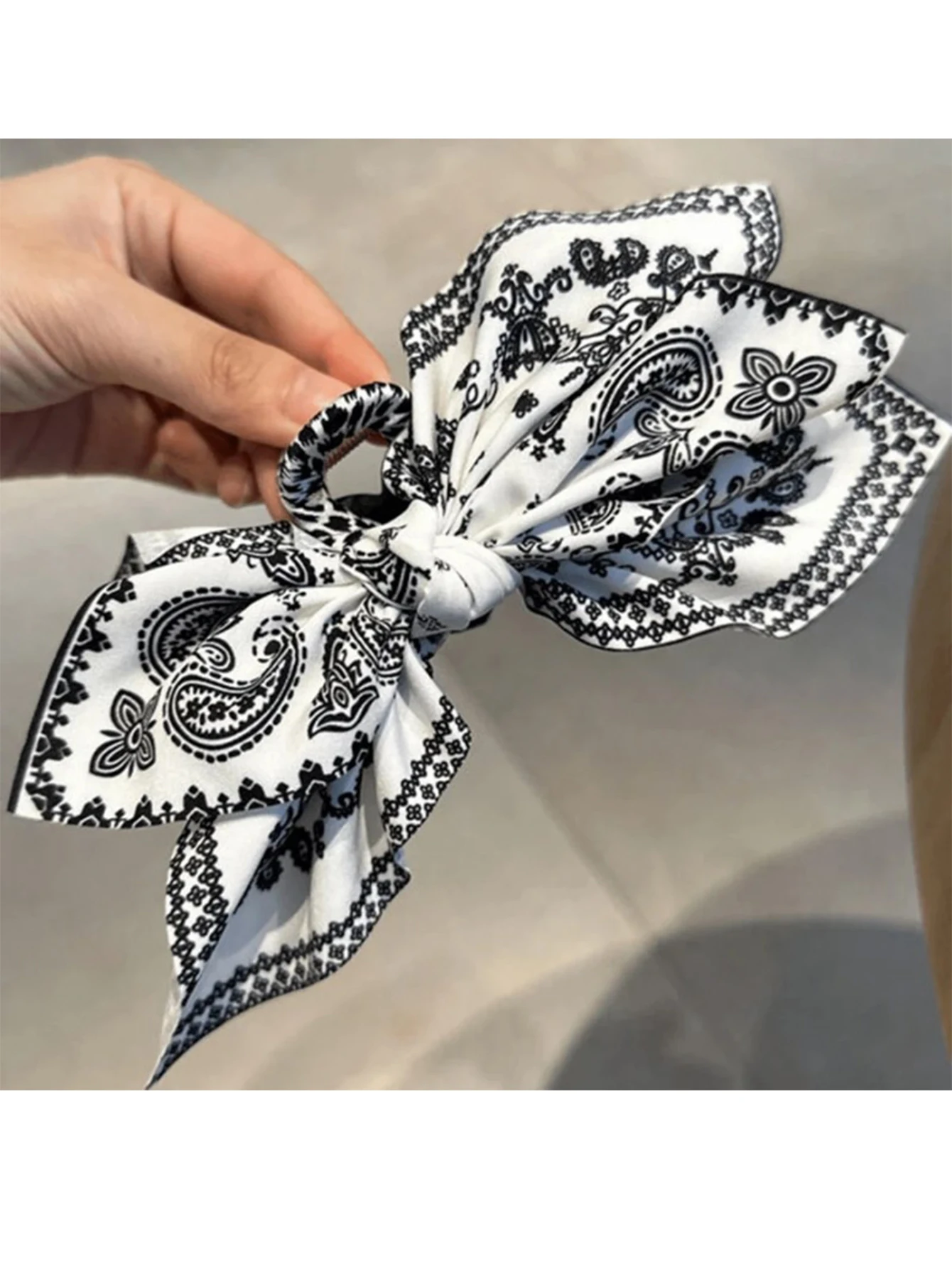 Bohemian Style Bow Hair Claw Cashew Paisley Shark Clip Large Size Hair Clips Boho Vacation Headwear Women Hair Accessories