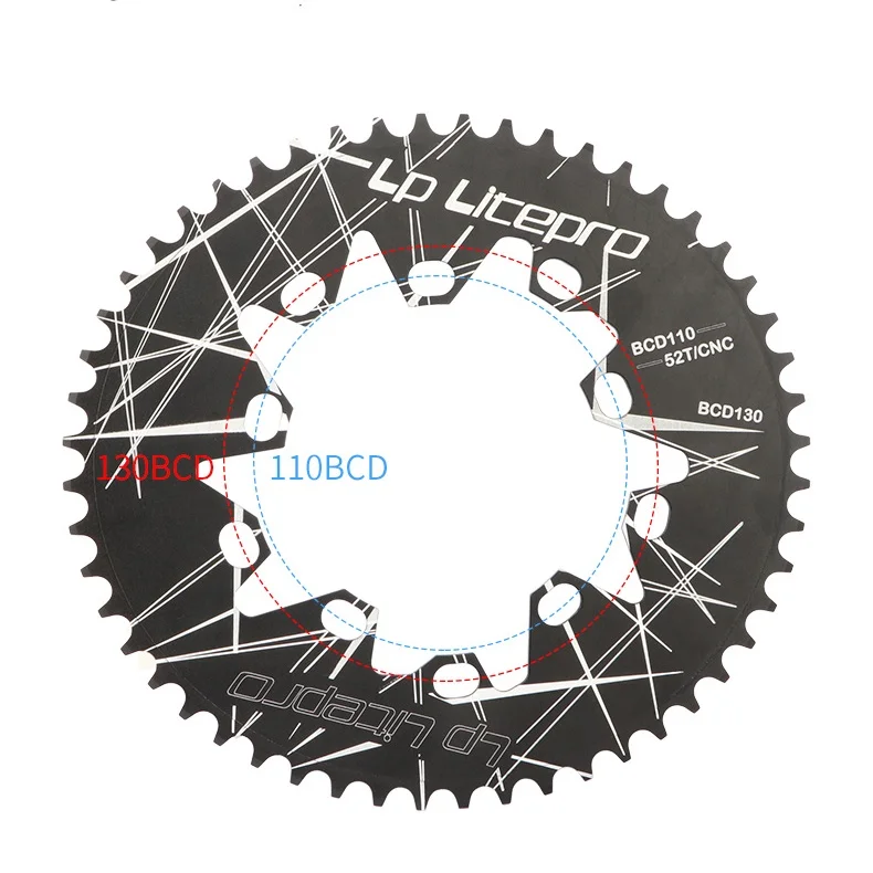 Litepro Folding Bike Road Bike Oval Chainring 110 130 Bcd 52T 54T 56T 58T 60T Bicycle Chainwheel Crankset Sprocket