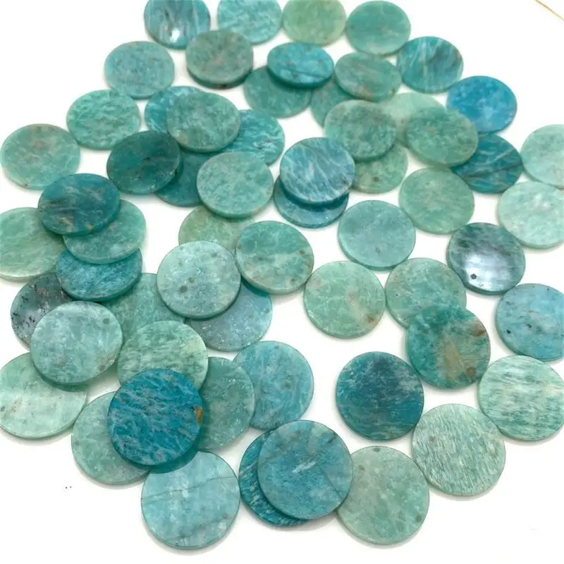 5pcs Peru Amazonite Disc Cabochon Flat Round 8-20mm Genuine Natural Stone For Jewelry Making Ring Earrings DIY Pendant