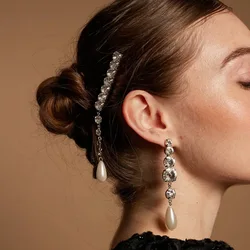 Stonefans Pearl Pendant Hairpin Rhinestone Hair Comb Personalised Bridal Accessories Wedding Simple Vintage Hairclips Barrettes