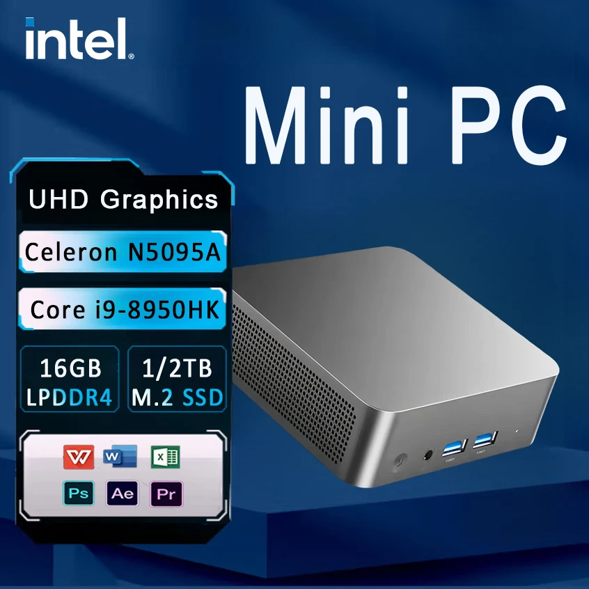 Mini PC Intel Celeron N5095A Core i9 8950HK Windows 11 Desktop Pc Gaming Computer 16GB DDR4 1TB 2TB SSD WiFi 6 Portable Pc Gamer