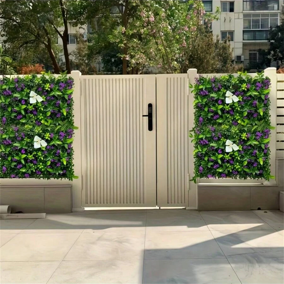 1pc Hanging Plant Wall Panel Plastic Green Plants With Flowers For Indoor Outdoor Courtyard Cafes Home Offices Garden Decor view 3