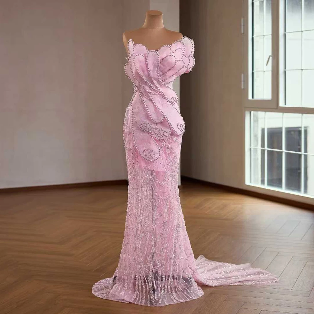 

Розовое вечернее платье 2026 года на одно плечо с молнией сзади, украшенное кристаллами, очаровательное женское вечернее платье Vestido De Gala Noche Mujer