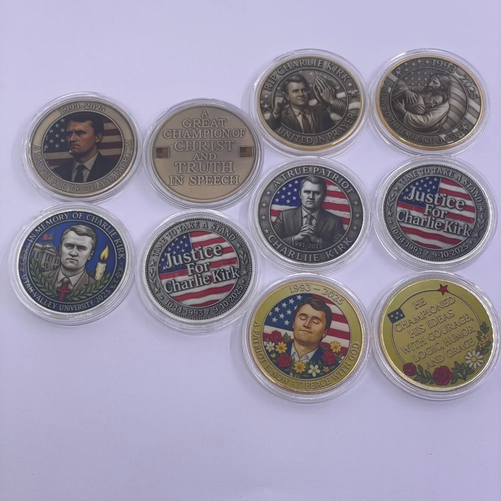 

Charlie Kirk Commemorative Coin 1993-2025 Metal Memorial Tribute Souvenir Collectible Patriotic Keepsake Craft Gift for Fans