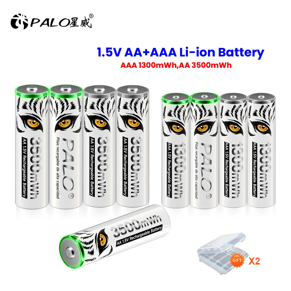 PALO 1.5V AA + AAA litowo-jonowy akumulator 3500mWh AA akumulator 1300mWh akumulator litowy aaaa LR3 LR6 baterie