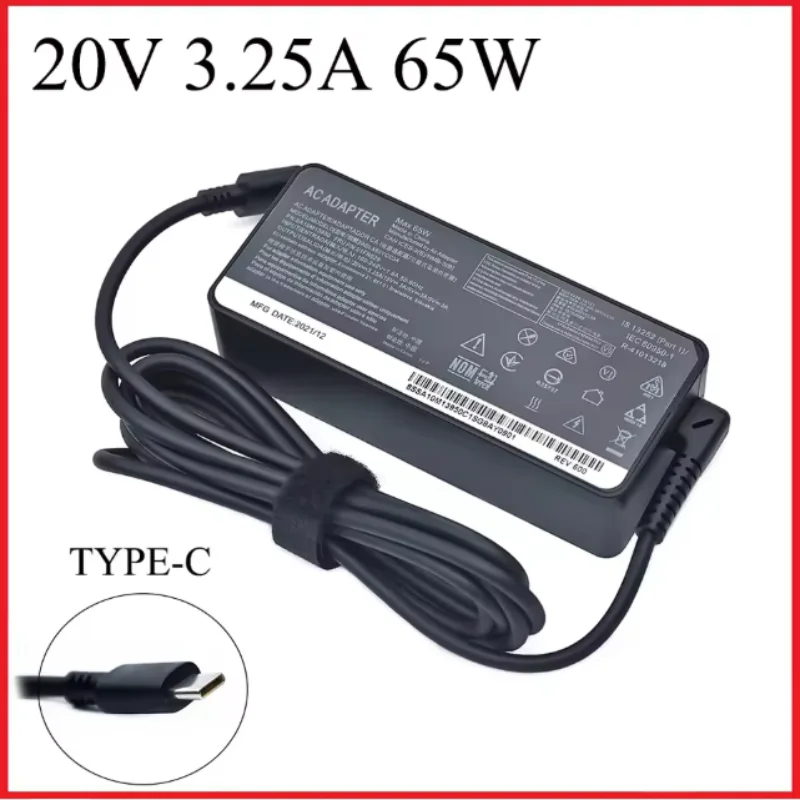 Carregador de Laptop XMSJ Compatível com Lenovo 65W USB-C ThinkPad X1 Carbon Yoga X270 X280 T580 P51 P52s E480 E470 S2 20V 3.25A