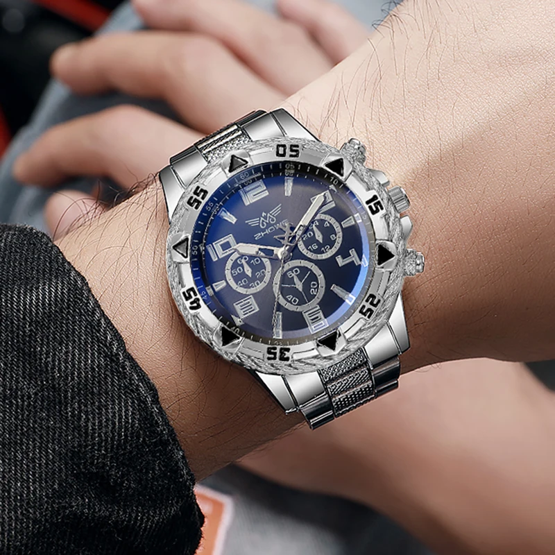 【Free Wallet】 2PCS Men Watch Sets Men's Causal Sport  Alloy Quartz Watch Gift Sets