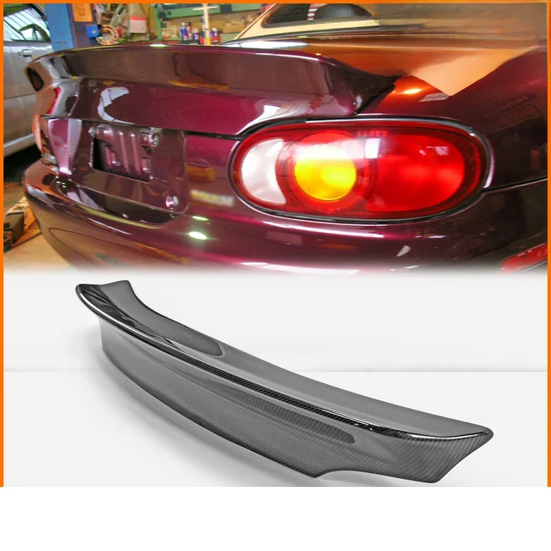 Auto-styling Koolstofvezel Wide Body RB Stijl Achterspoiler R RB Kofferbak Vleugel Fit Voor Mazda MX5 2001-2007 NB MK2 Miata Roadster - afbeelding 2