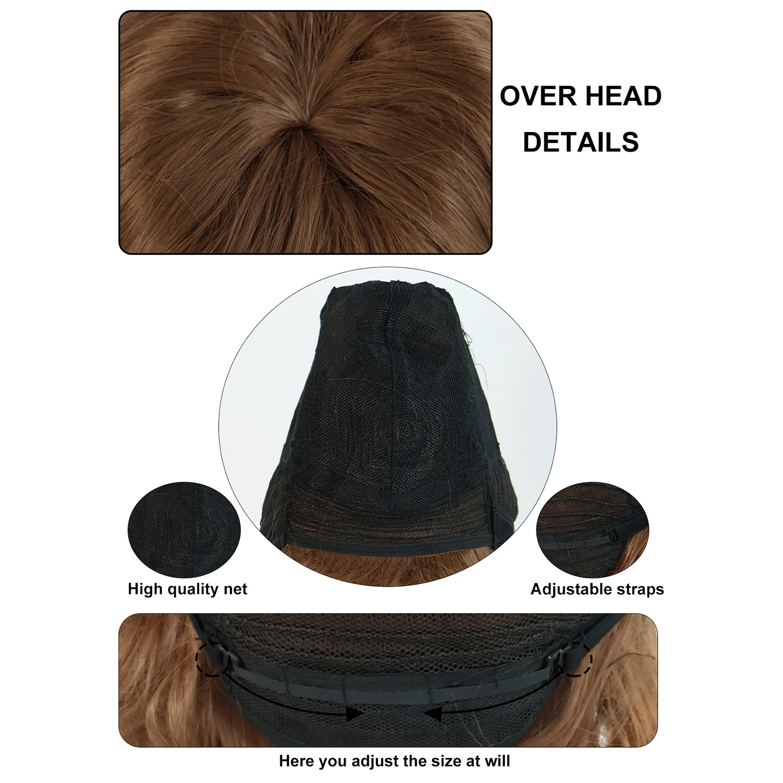 Synthetic Brown Womens 60s Retro Beehive Wigs, 70s Pinup Pelucas Short Flip Wig for Halloween Party Wig