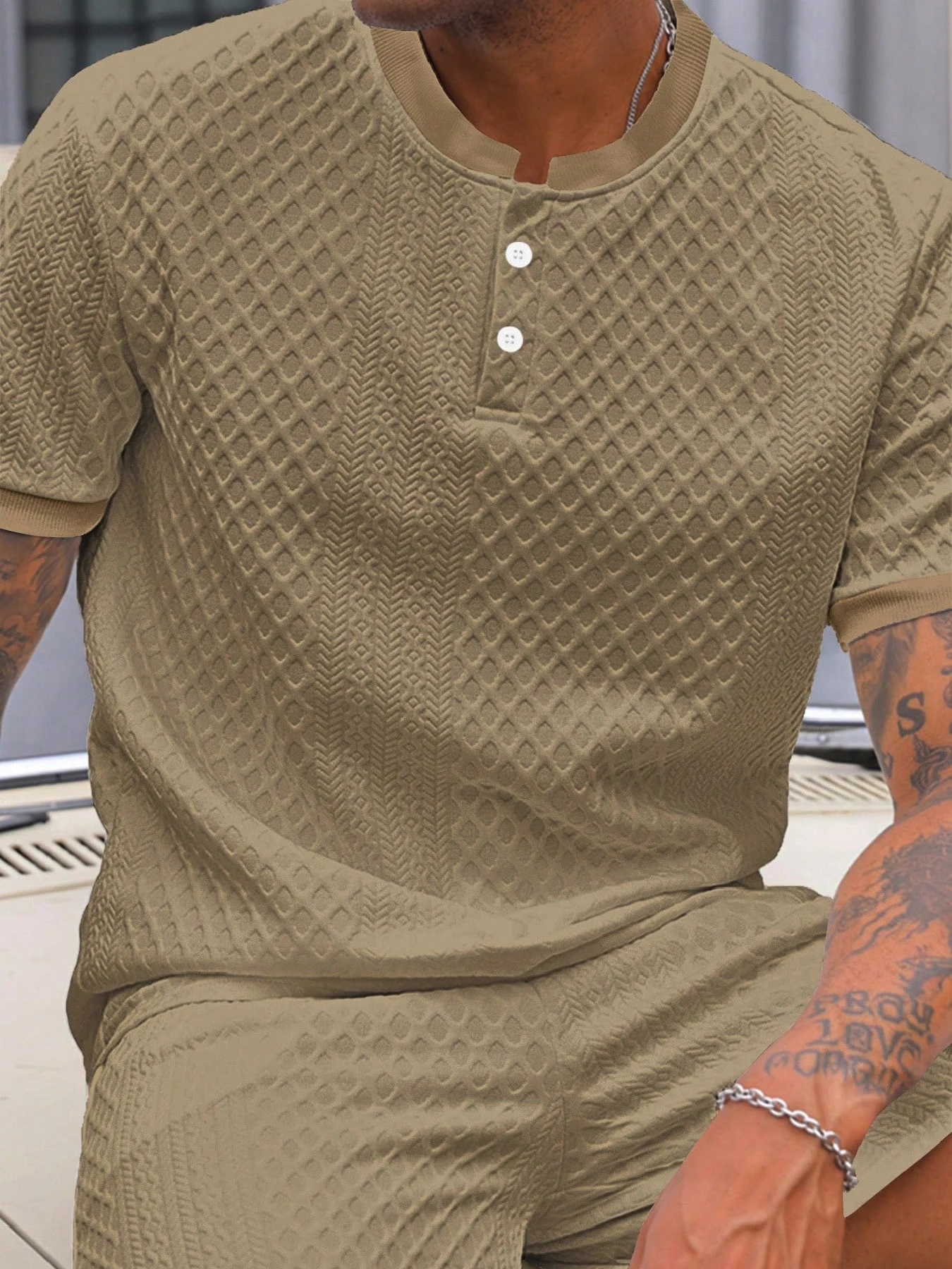 Lässiges Herren-Poloshirt, weich und bequem, einfarbig und schlichtes Design, italienischer Lochmusterdruck, geeignet für Outdoor-Sport. – Detail 17