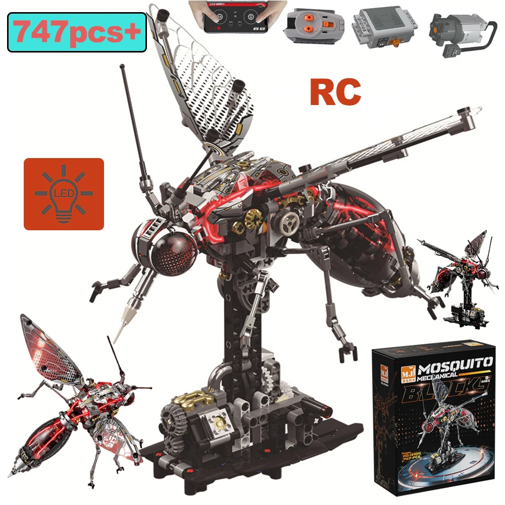 

MOC Technical Mechanical Mosquito Flight APP RC Building Blocks Creative Electric Educational Animal Bricks for Kids Gifts Toys