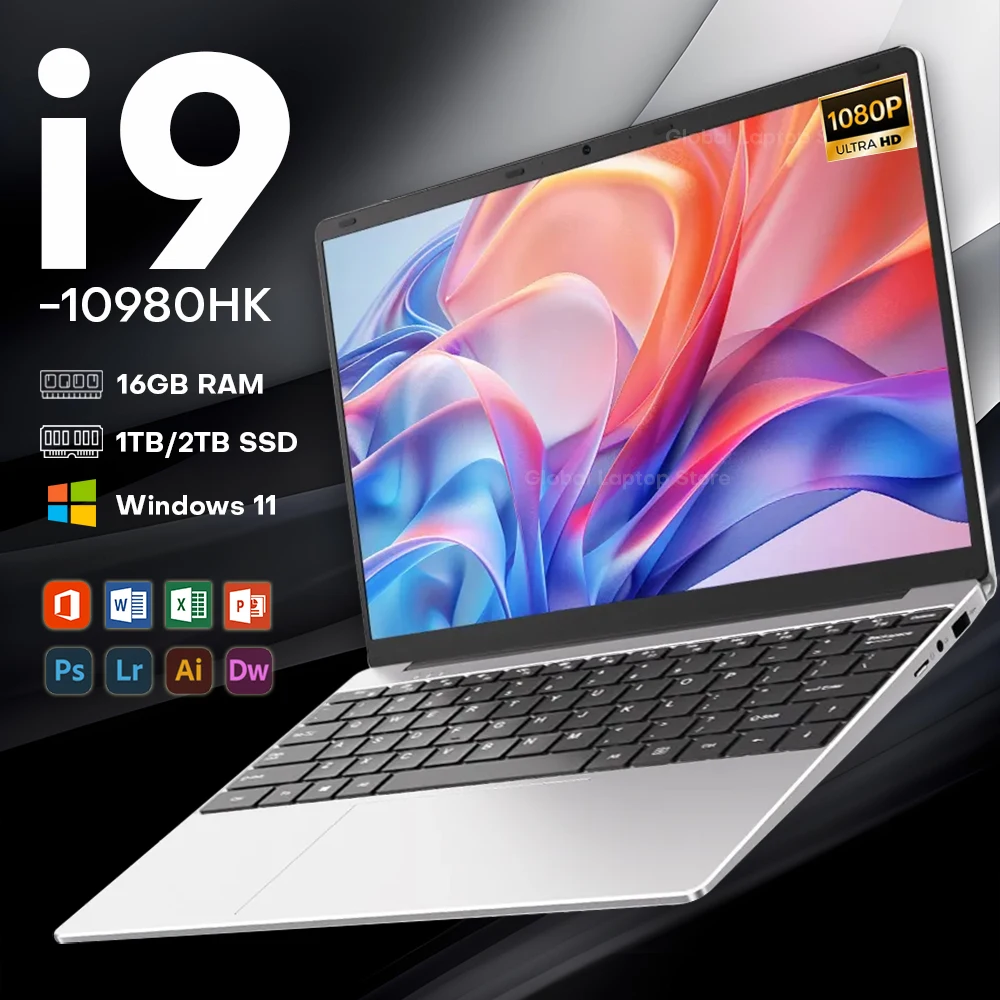 Ordinateur portable Windows 11 de 14,1 pouces, processeur Intel Core i9 10980HK, 16 Go de RAM, 1 To de SSD, �cran IPS 1920*1080, ordinateur portable PC WiFi 2,4/5G