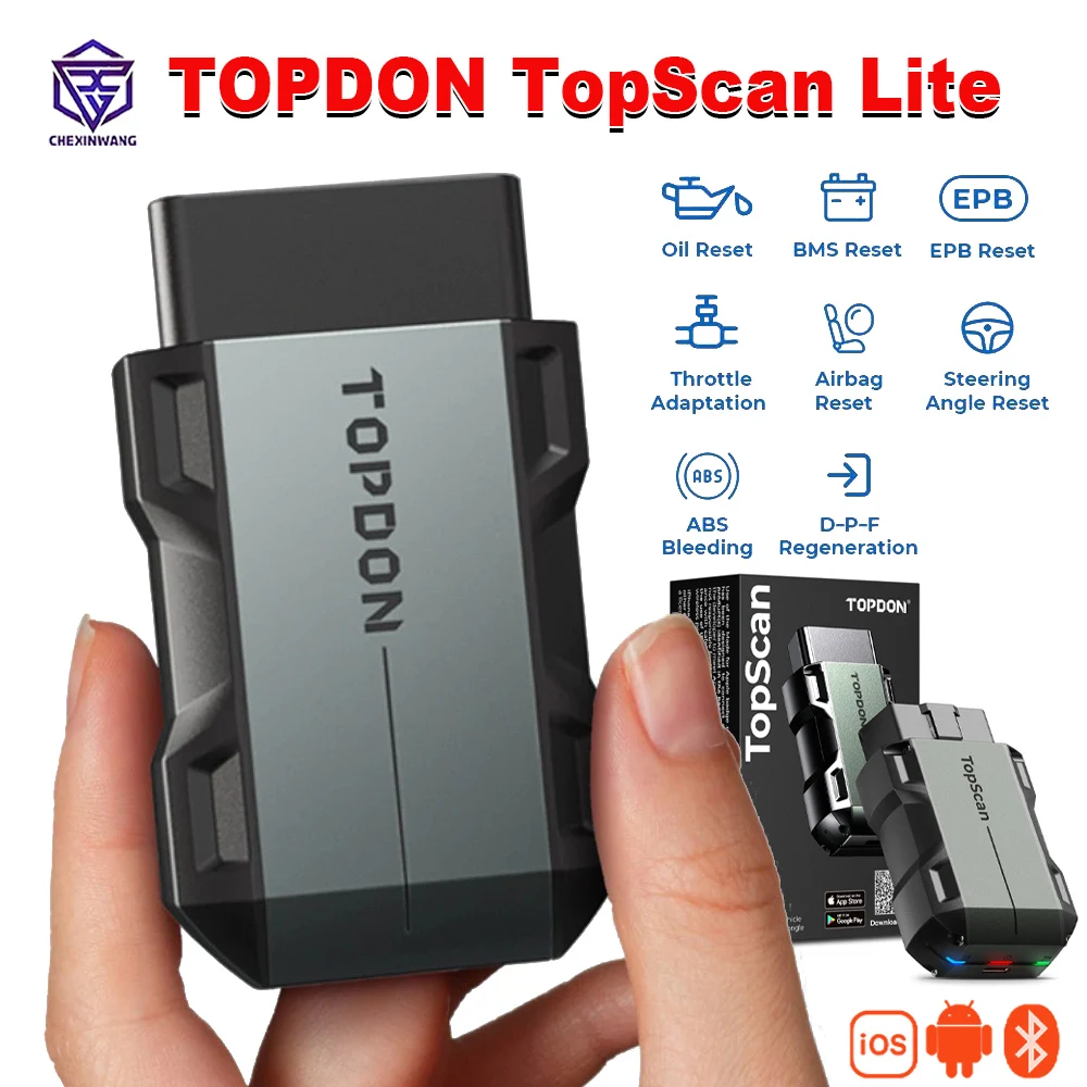 TOPDON TopScan Lite AI Smart OBD2 Scanner 8 Reset Function DTC Repair Guide ECU Code Reader Bluetooth All System Diagnostic Tool