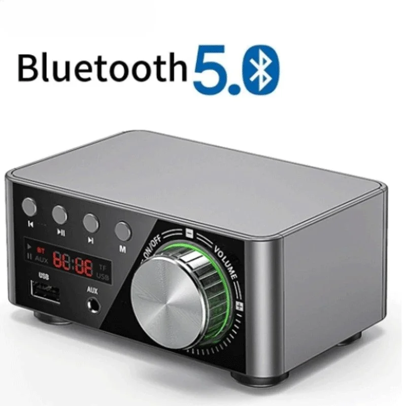 Mini Audio HiFi Bluetooth 5.0 Power Class D Amplifier Tpa3116 Digital Amp 50W*2 Home Audio Car Marine USB/AUX IN