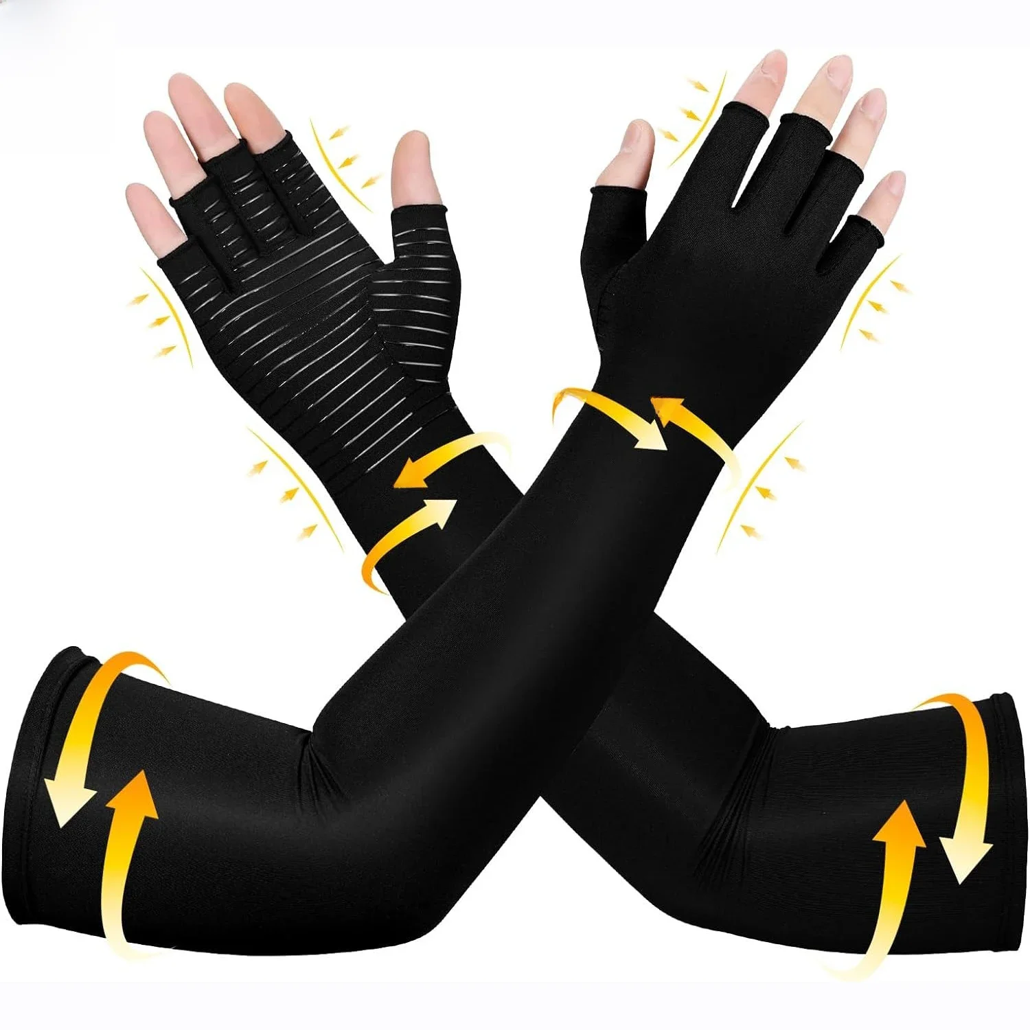 AliExpress UK Long Copper Compression Arthritis Gloves for Women&Men,Medical Arm&Hand,Fingerless Pressuse