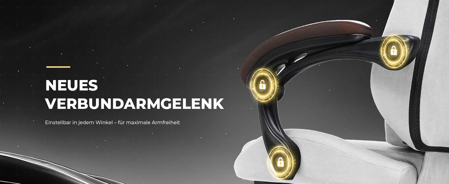 GTPLAYER Gaming Stuhl, Ergonomischer Gamer Stuhl aus Stoff mit Lendenwirbelstütze, PC-Stuhl mit verbreiterter Rückenlehne – Detail 6