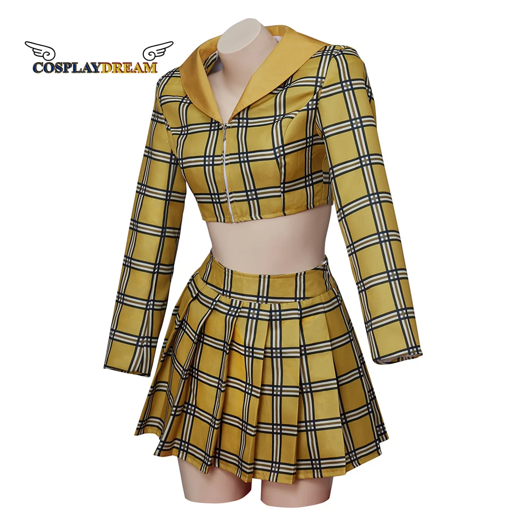 Movie Clueless Cher Cosplay Costume Horowitz Dress School Uniform Top Skirt Suit Yellow Plaid Girl Outfit Halloween Clothing