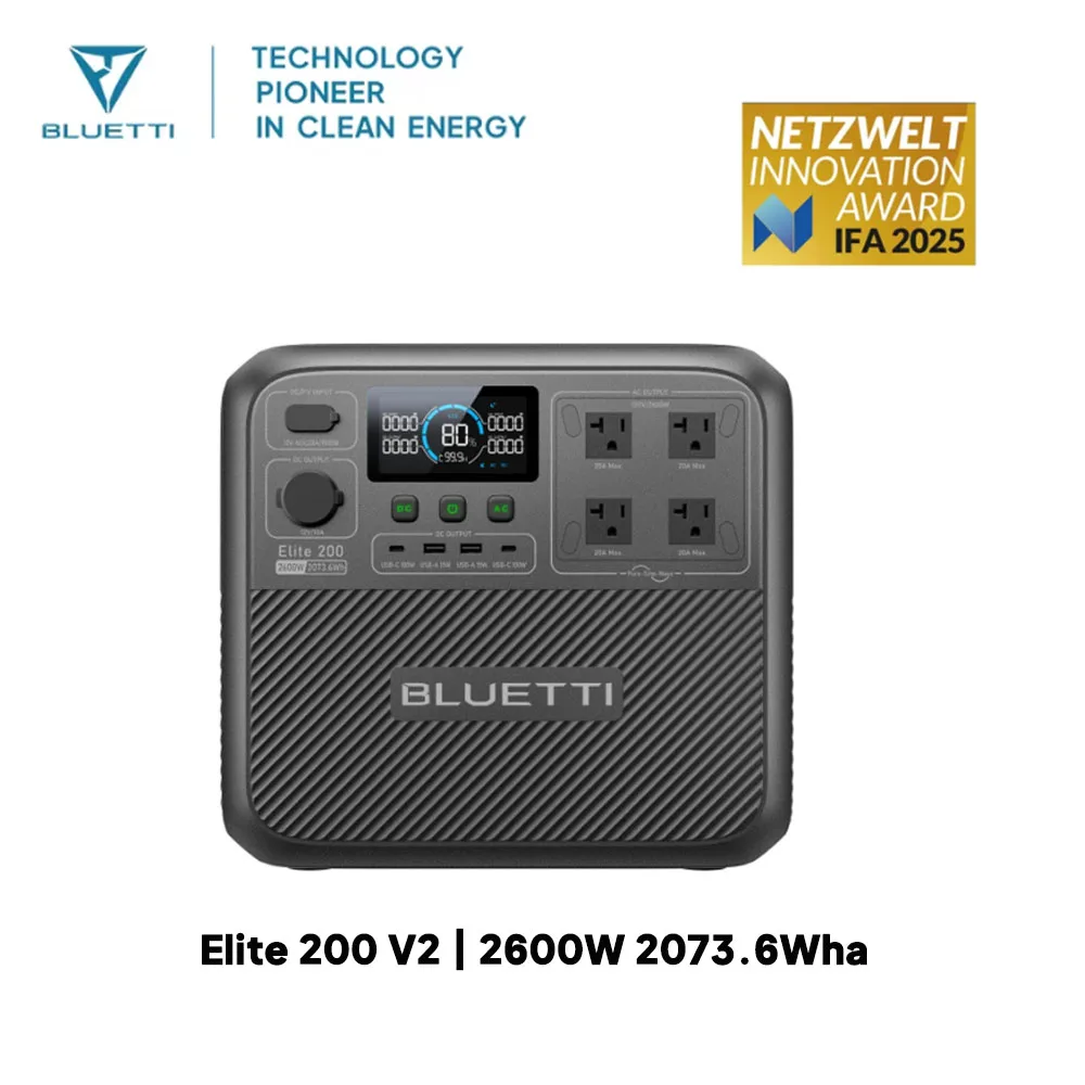 【Renew】BLUETTI Elite 200 V2 Portable Power Station 2600W 2073.6Wh High Capacity Solar Generator for Outdoor Camping view 2
