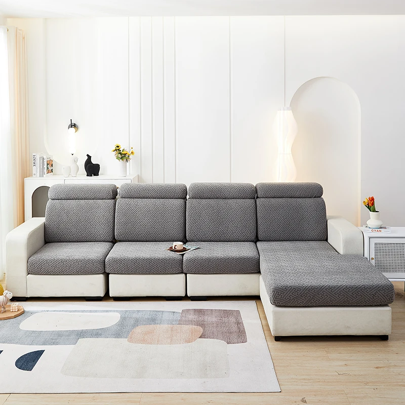 Pet-Friendly Anti-Scratch Jacquard Sofa Cushion Cover All-Season Easy Install Choose Size & Headrest Options 1/2/3/4/L