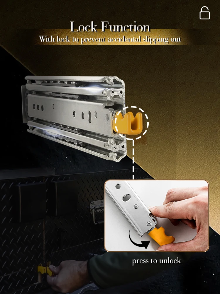 

WASHINGST Heavy Rv duty Full Extension Drawer Slide With Lock 120kg Bearing Capacity Runner Ball Bearing Industral Equipment