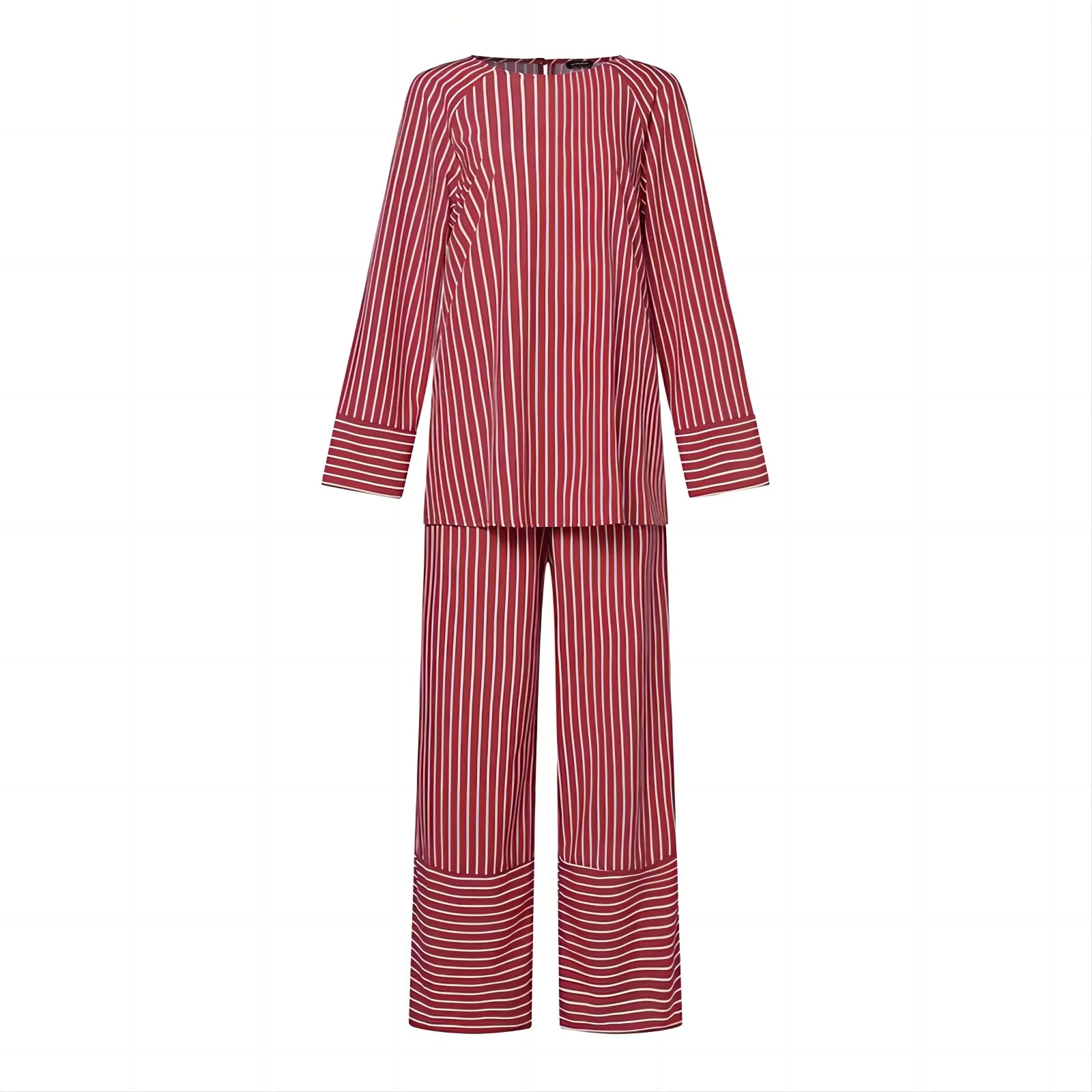 Ladies Blouse Shirt Wide Leg Pant Suit Set Casual Female Women Long Sleeve O-Neck Blouse Shirt Top Pant Two-Piece Sport Outfits