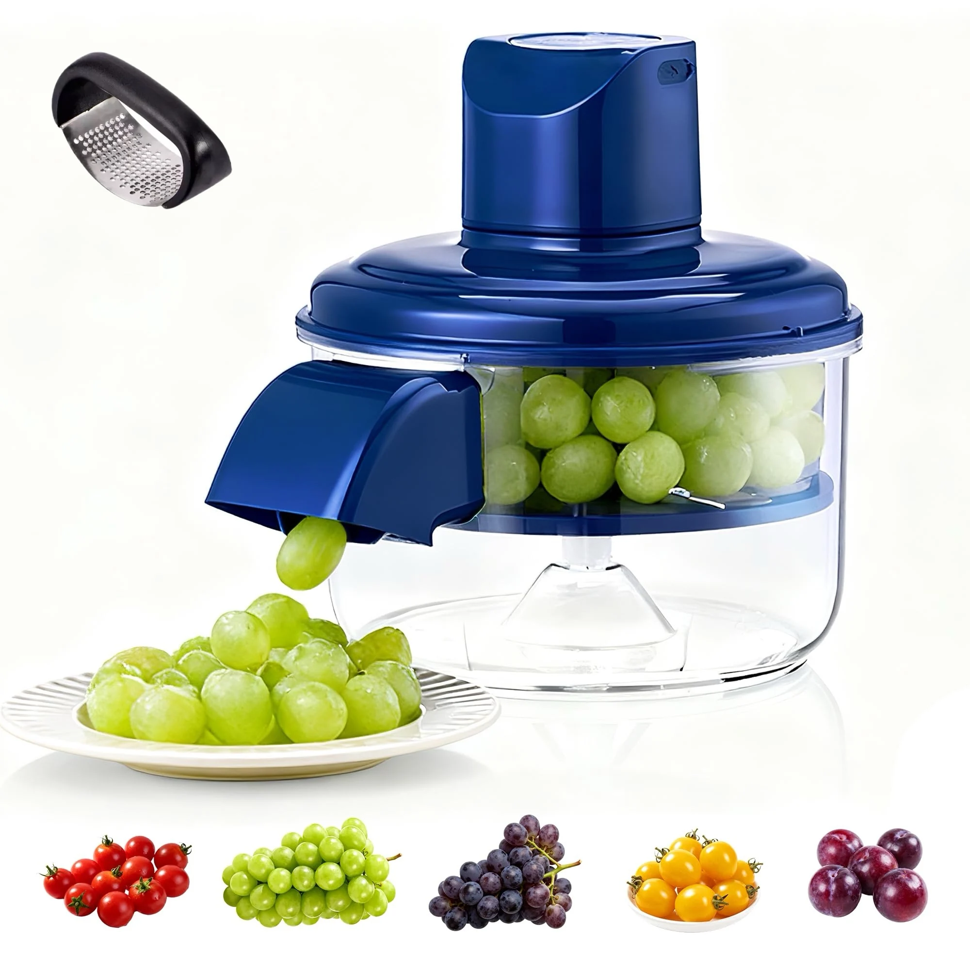 2-in-1 Automatic Grape Peeler Machine, Electric Garlic and Cherry Tomato Peeler, Cordless Fruit Skin Remover for Small P