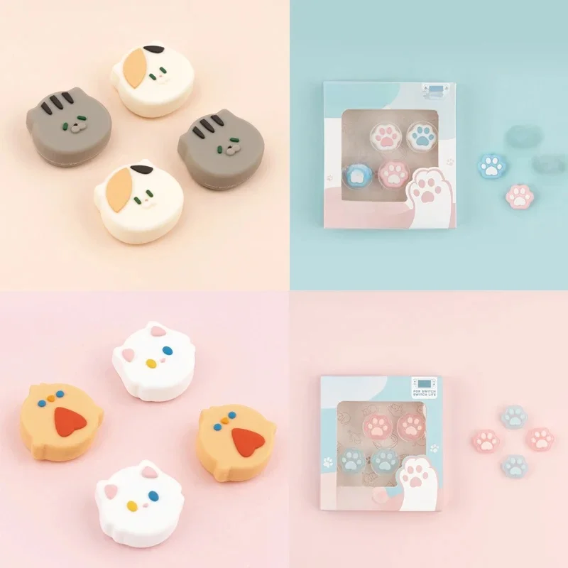 Capuchon de poignée de bâton de pouce souple de poussin de chat, housse de protection de Joystick pour Nintendo Switch NS Lite, étui de manette de contrôleur Joy-con