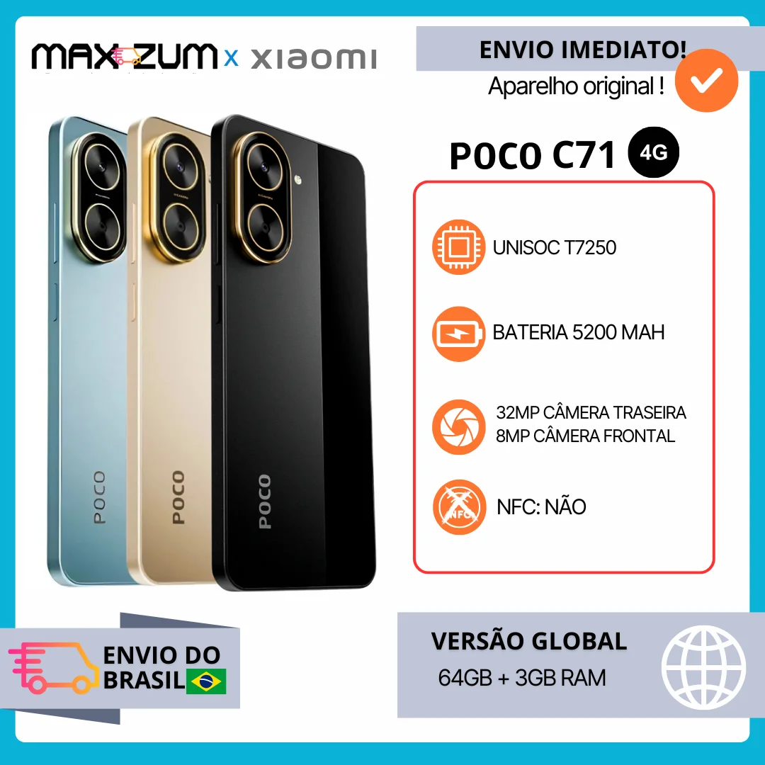 Xiaomi Smartphone POCO C71 4GB RAM 128GB ROM 6,67 display 15W 32MP 5200 mAh Battery Global version