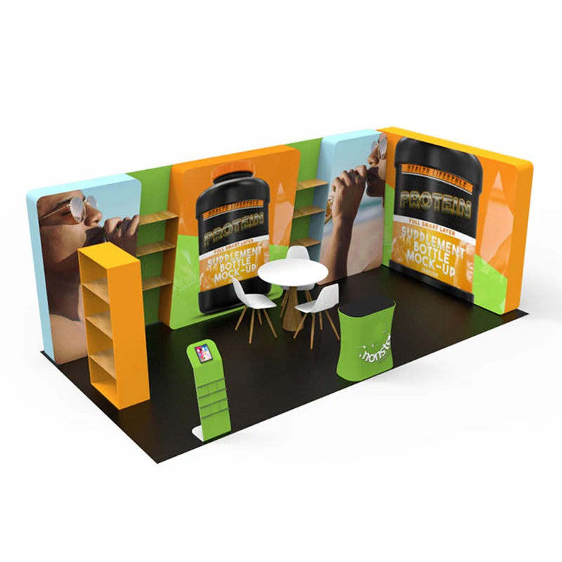 30Mins Quick Build Expo Fair Island Booth China Trade Show Stand Display Supplier Custom Wooden Modular Exhibition Booth