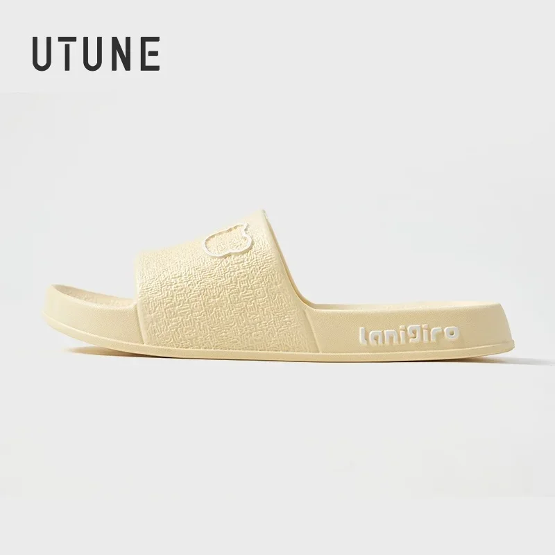 

UTUNE Cute Bear Slides For Women Summer Home Silent Non-Slip Thick Sole Massage Slippers Couple Comfortable Soft Bathroom Sandal