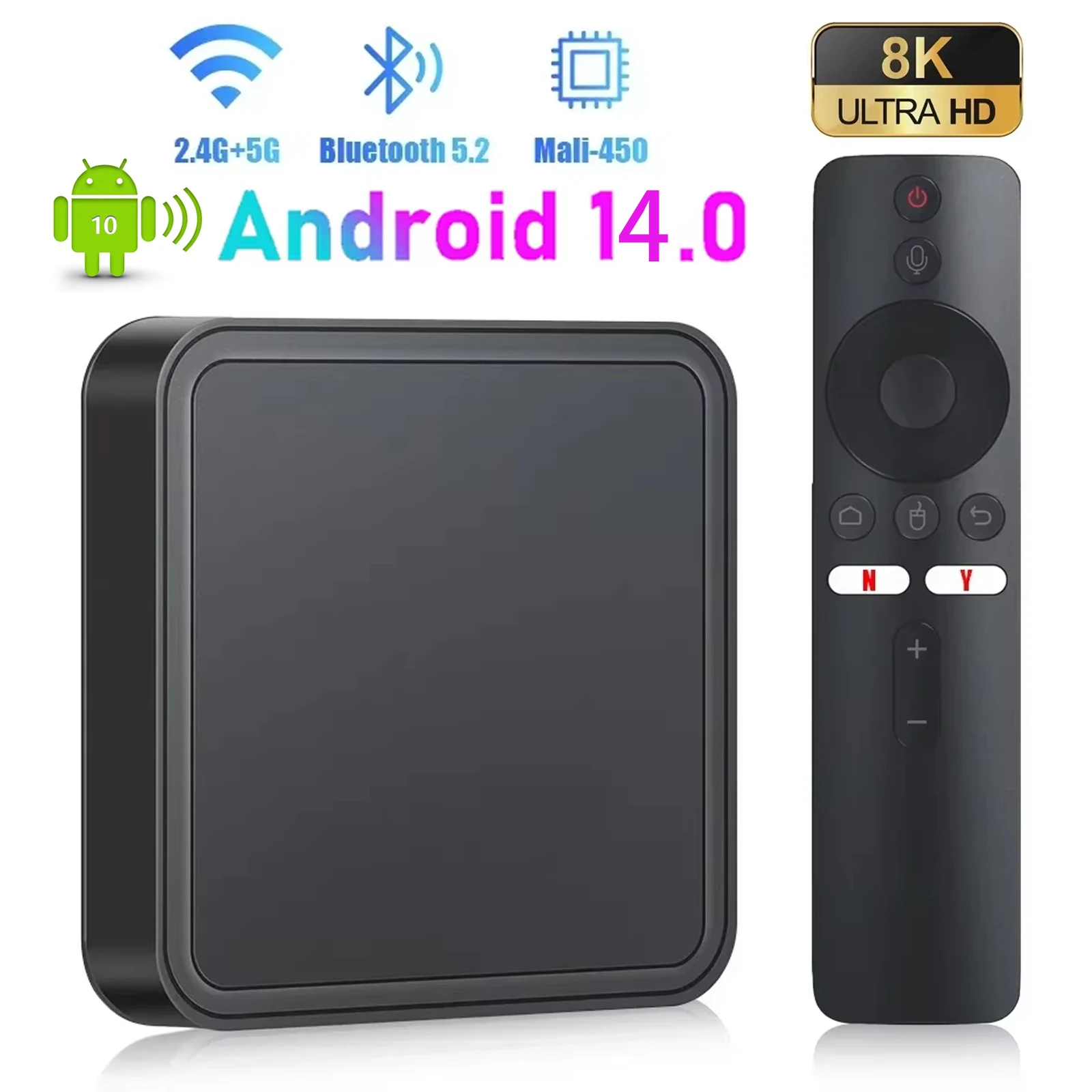 TV98 PRO ATV Smart TV Box Android 14 Allwinner H313 Quad Core 2.4G /5G Dual Wifi BT 5.2 8K HD Media Player 2G 8G Set Top Box