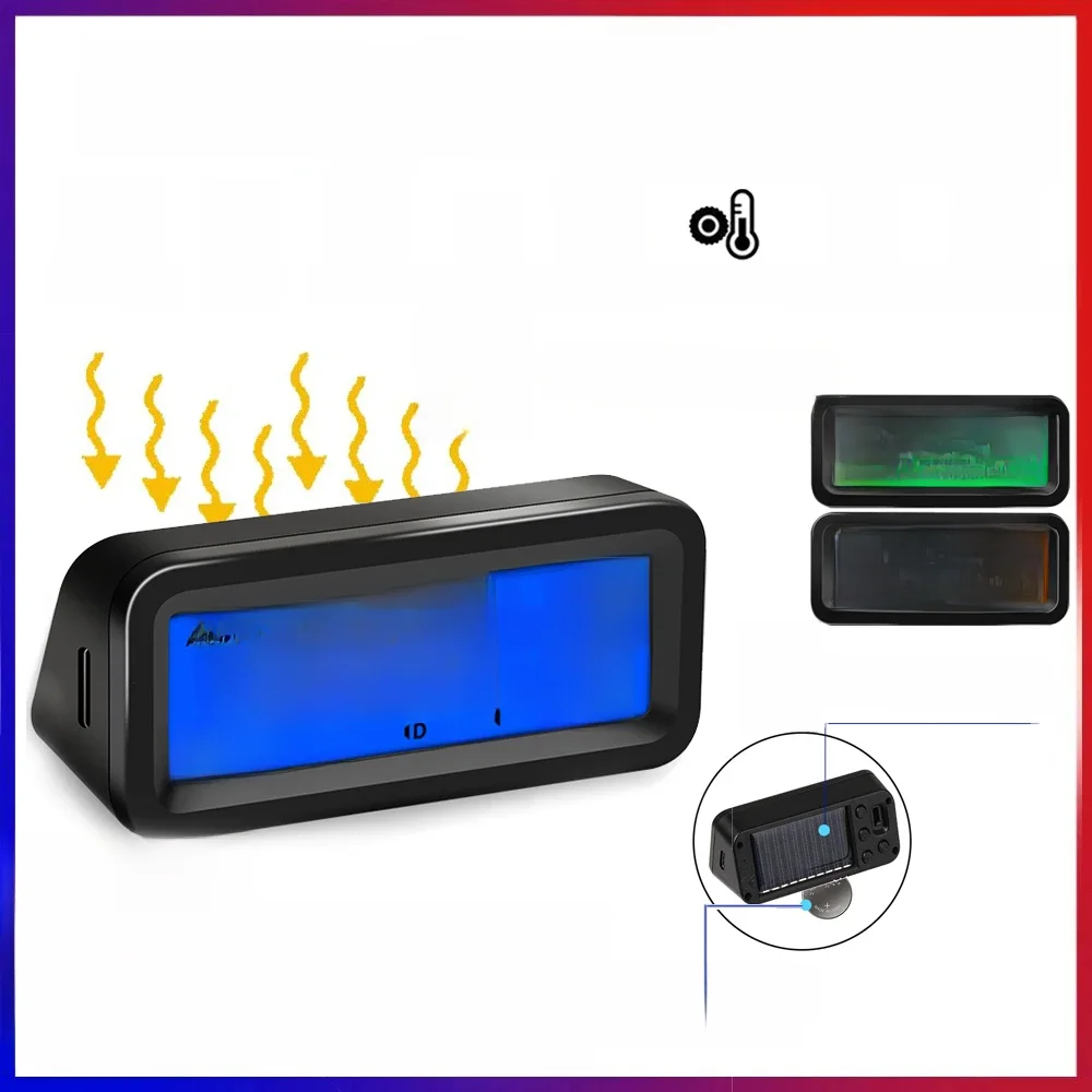 Relógios solares para carro, termômetro para painel, relógio eletrônico automotivo, display digital