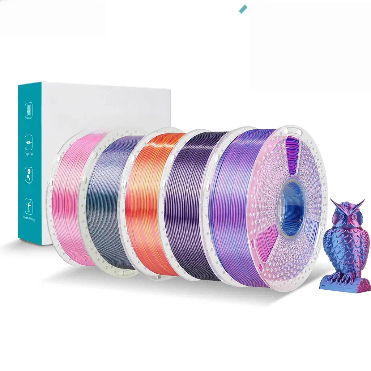SUNLU PLA PLUS Silk 1.75mm 3D-Druckerfilament Zwei/Drei-Ton Glänzende Seidentextur Farbverlauf Kompatibel mit den meisten FDM-3D-Druckern