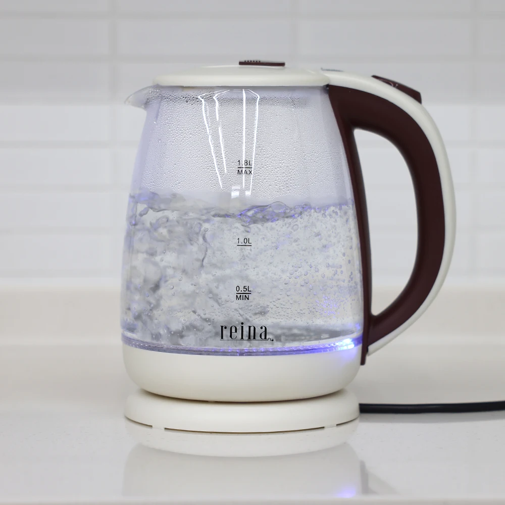 Reina Wireless Port Coffee Port Electric Port Glass Port Stainless Electric Water Boiling Electric Kettle Led Lamp Operation City 1.8L Automatic Power Drive Rp-2218G