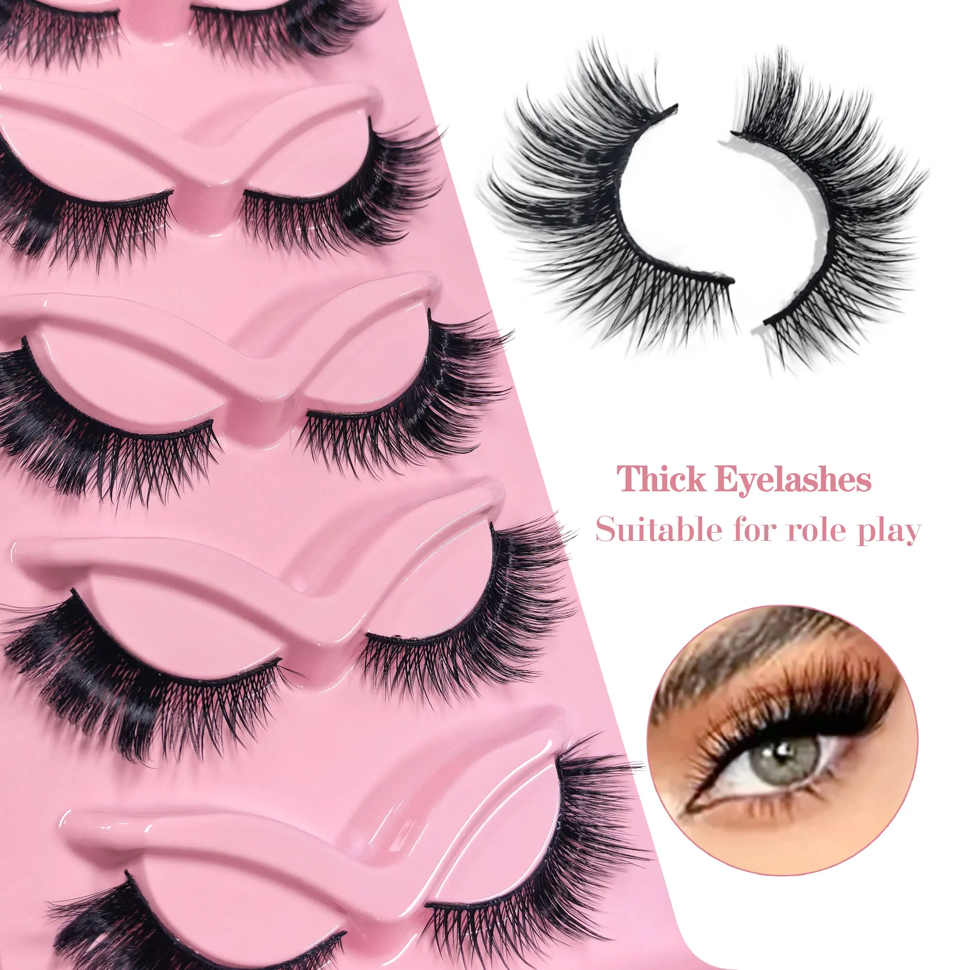 5 أزواج من الرموش الصناعية الرائعة ثلاثية الأبعاد على شكل عين القطة وعين الثعلب - سميكة وكثيفة وخفيفة الوزن ومريحة. #5