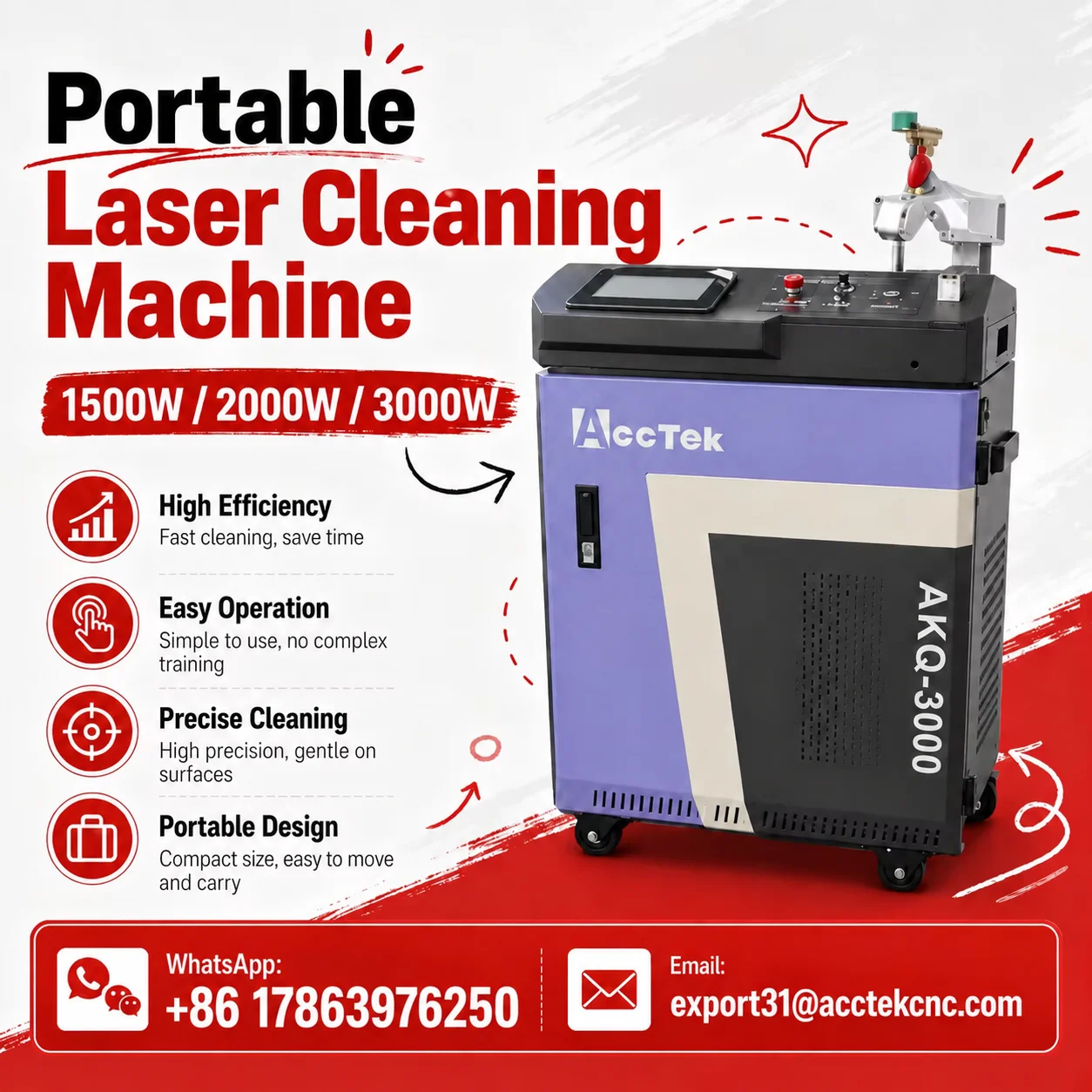 Continuous Fiber Laser Cleaner Rust Paint Oxide Removal No Consumables No Substrate Damage Lightweight Handheld Easy Use