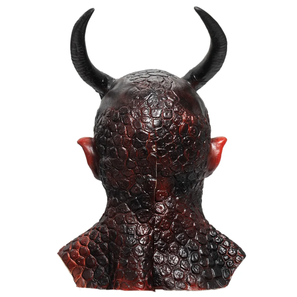 Horror Devil Latex Mask Cosplay Spooky Demon Hellfire Beast Prank Helmet Stage Performance Carnival Halloween Party Props