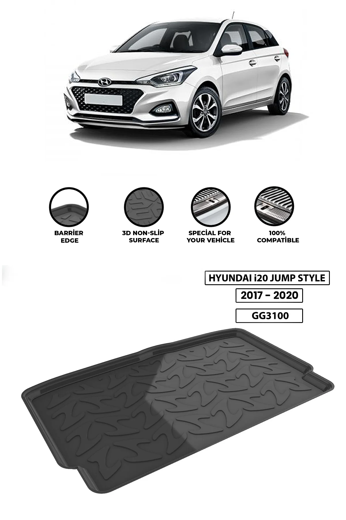 For HYUNDAI-i20-2017-2020 luggage compartment Diffuser Extension Rear Bumper Attachment Luggage compartment