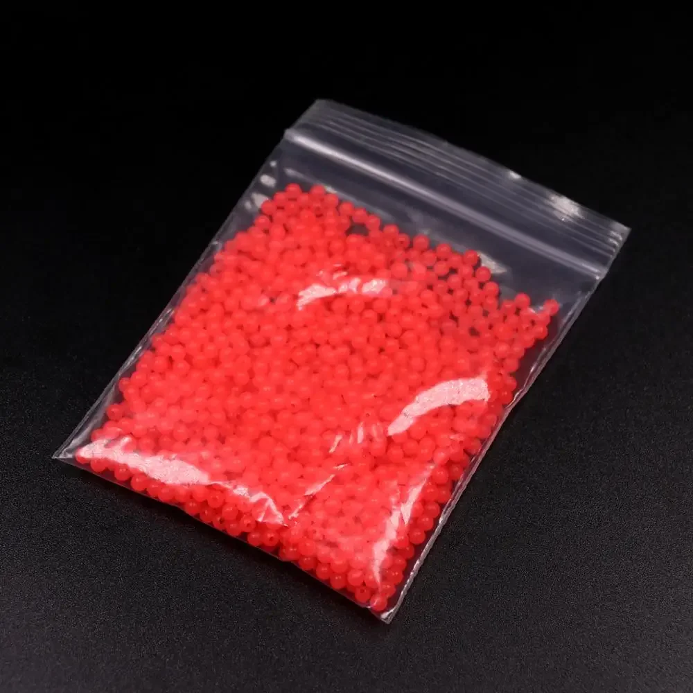 3000 sztuk Fishing Glow Rigging koraliki Luminous okrągły Float kulki korek twardego plastiku Fishing Lure akcesoria czerwony zielony Φ3mm-Φ5mm — zdjęcie 2